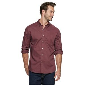 Men's Sonoma Goods For Life Perfect Length Flexwear Poplin Button-Down Shirt XL